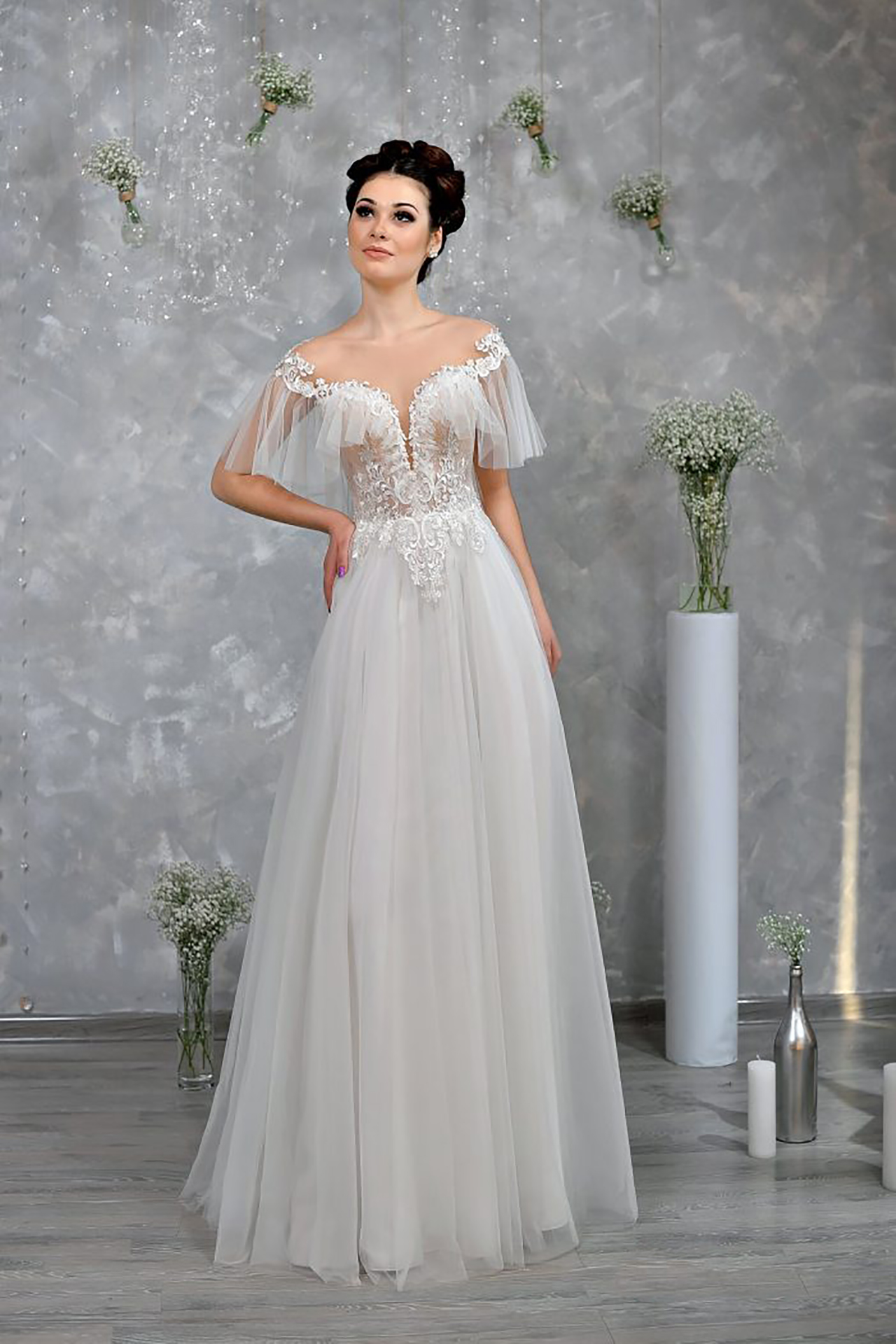 Romantic Boho wedding dress, Tulle wedding gown, A-line wedding dress, Elegant chiffon bridal gown, Ariadna
