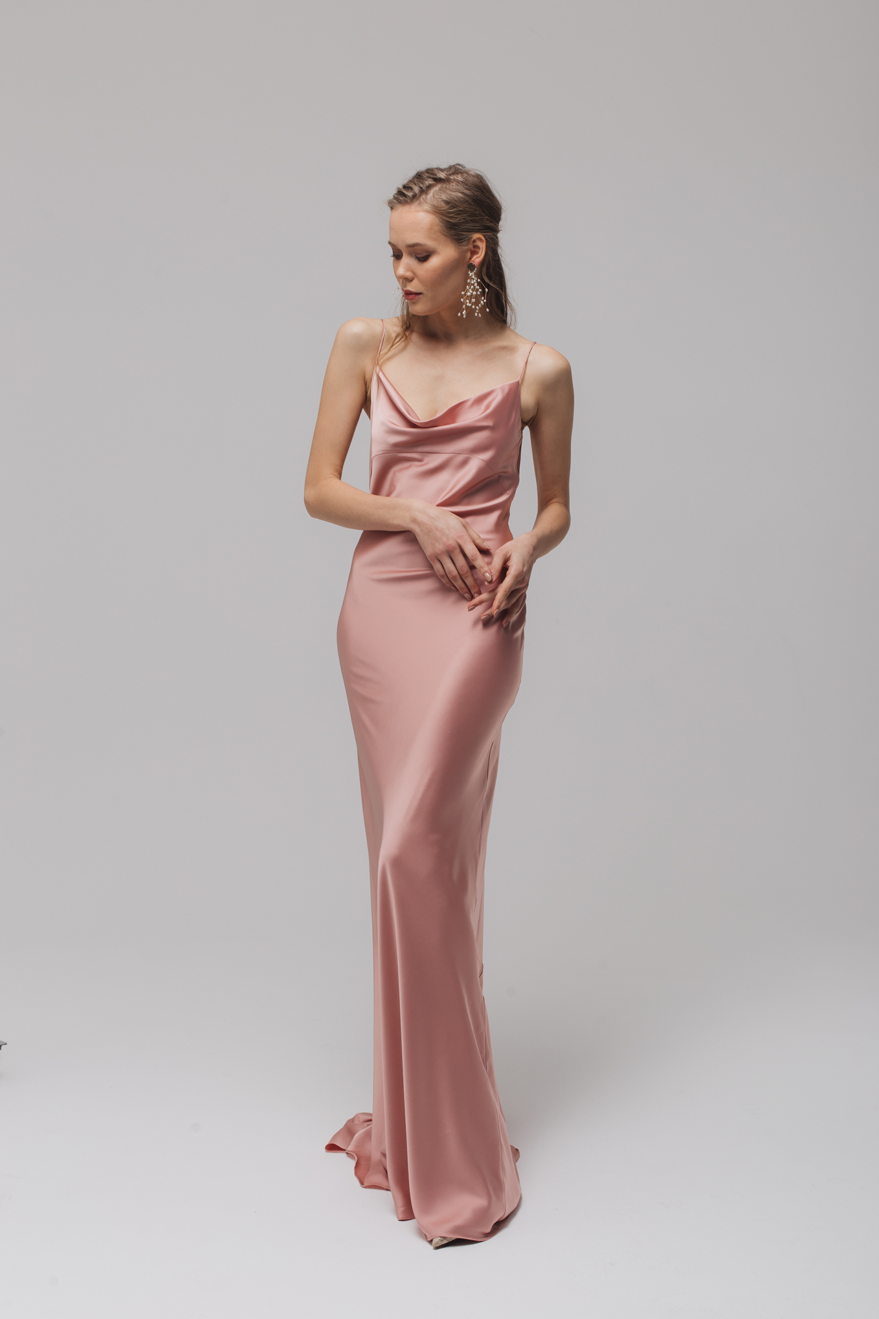 rose gold silk gown
