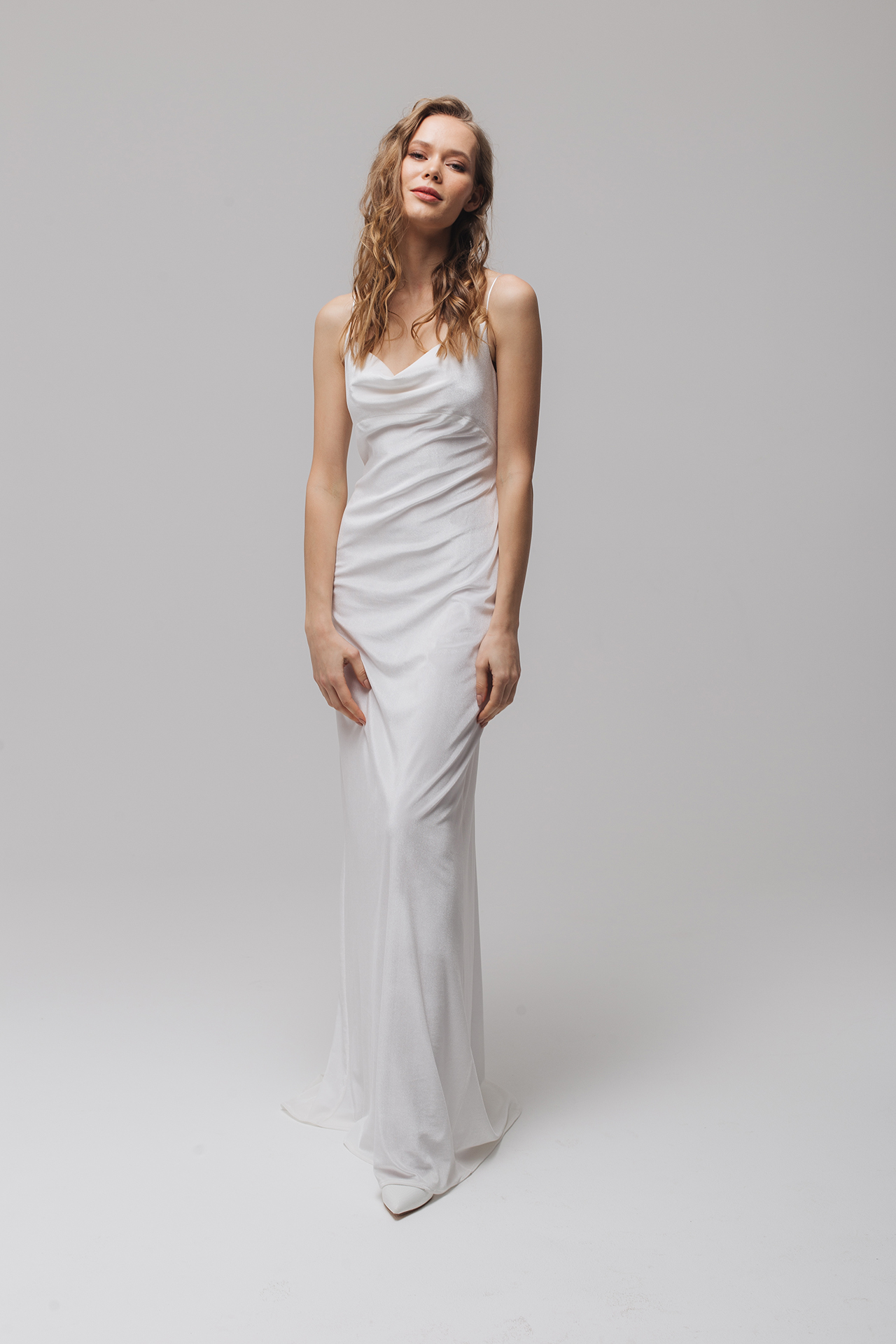 White velvet wedding dress, White velvet bridesmaid dress cowl neckline slip dress style, Velvet bridal gown, Sexy wedding dress, Floriani