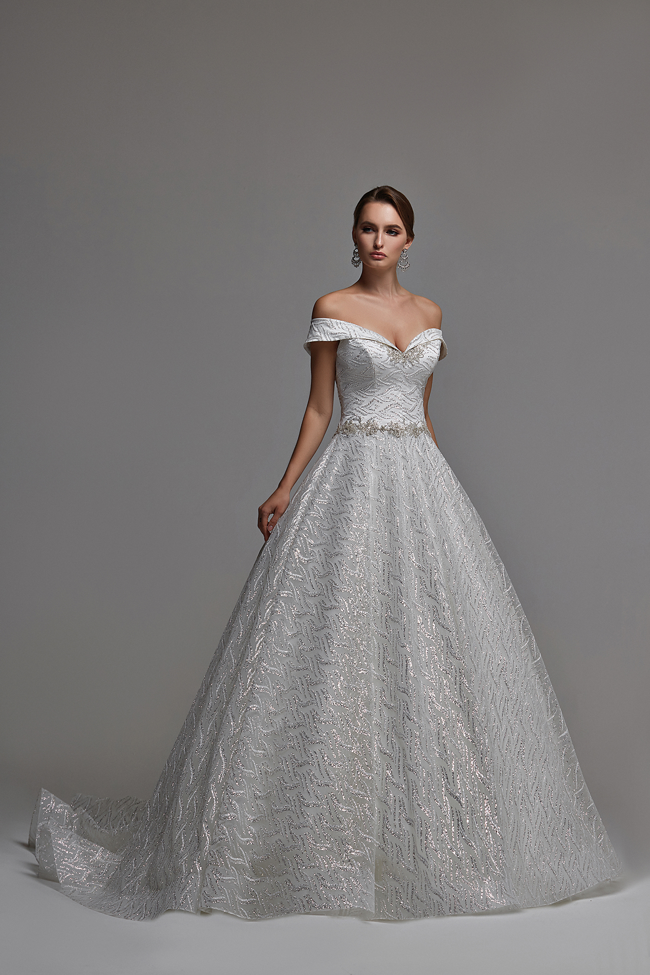 Sparkly ballgown wedding dress lace, Shiny satin wedding dress, Elegant tulle ballgown wedding dress, Nicole