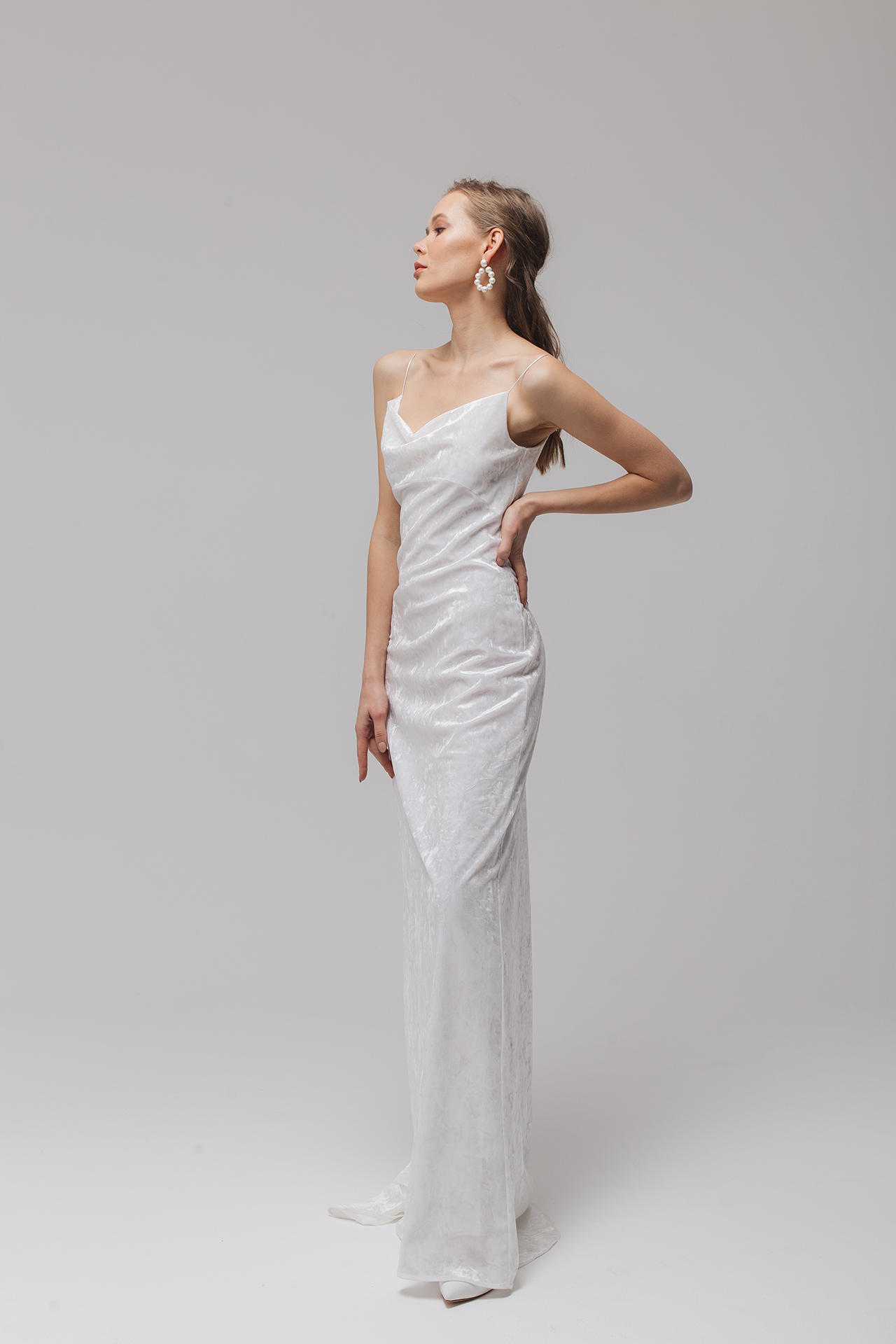 white velvet dress long
