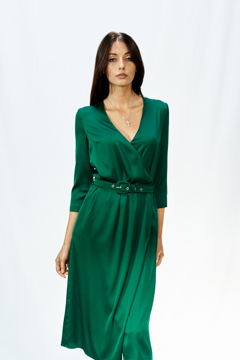 Chelsea-Seiden-Smaragd-Kleid