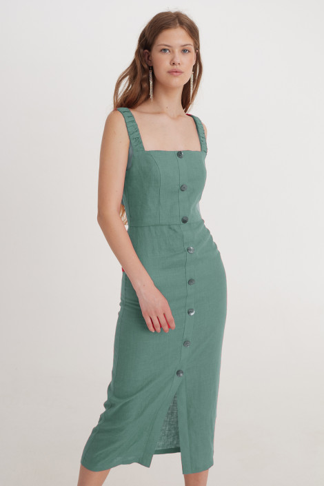 Dress Ruby linen sea green