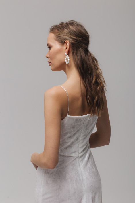 White velvet wedding dress, White velvet bridesmaid dress cowl neckline slip dress style, Velvet bridal gown, Sexy wedding dress, Florini 