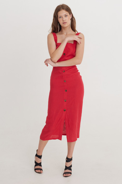 Dress Ruby linen rubine red