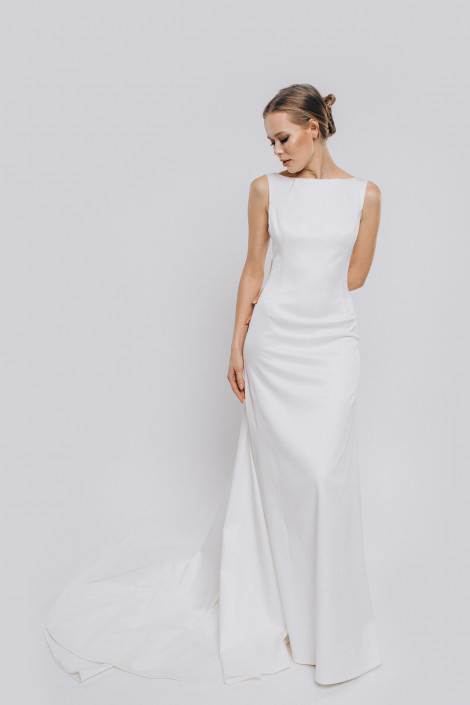 Romantic white wedding dress, Elegant mermaid wedding gown, Modern bridal dress 2020, Mermaid brocade wedding dress, Sesilia 
