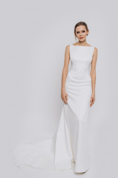 Robe de mariée blanche romantique, élégante robe de mariée sirène, robe de mariée moderne 2020, robe de mariée en brocart sirène, Sesilia