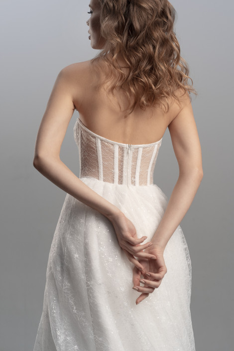 Floral lace wedding dress, Sexy wedding dress, Off shoulder tulle wedding dress, White ball gown, Sheath wedding dress, Simone 1 