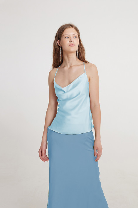 Top Claire silk blue bell