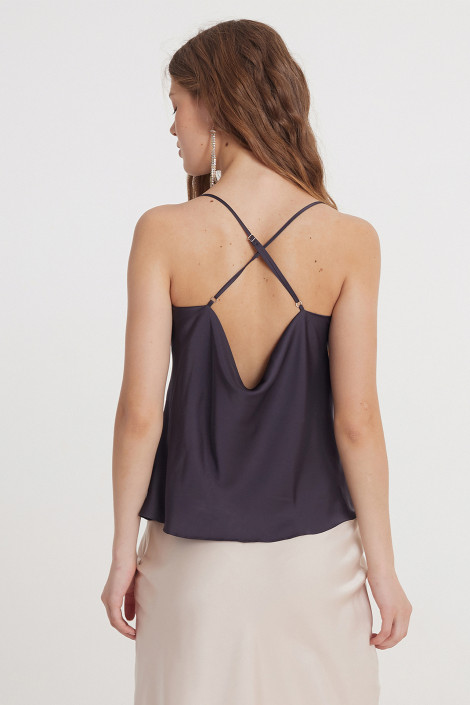 Top Claire silk cool gray