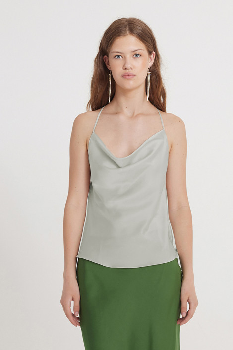 Top Claire silk olive