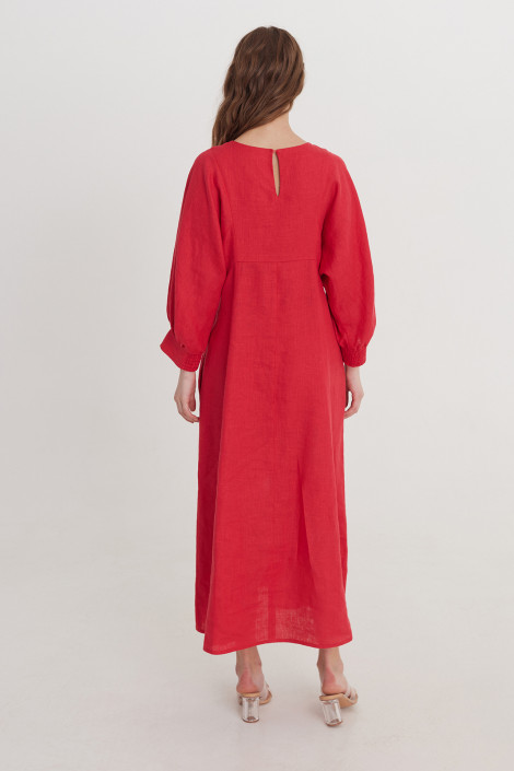Платье Vita льняное рубиново красное
